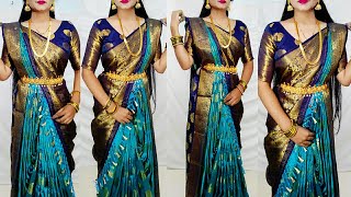 Saree Wearing different styles❤️Saree draping new styles/silk saree Wearing/Silk banarasi saree