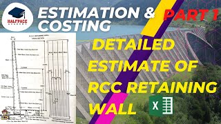 DETAILED ESTIMATE OF RCC RETAINING WALL:ESTIMATION AND COSTING GUIDE FOR B.TECH, POLY, AND SITE ERs