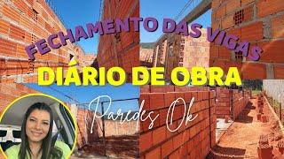 PAREDES, FERRAGEM E LEVANTAMENTO DAS VIGAS MOSTREI OS COMADOS Diário de Obra 02