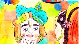 Radha Krishna drawing Holi with oil pastel Radha Krishna drawing easy 😘🙏😍