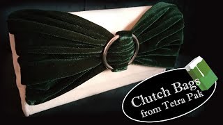 DIY Cardboard PURSE BAG CLUTCH NO SEW TUTORIAL / Fashion Bag / from tetra pak