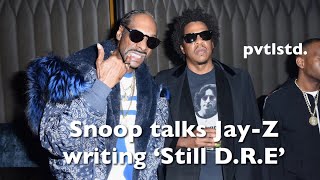 Snoop Dogg Talks Jay-Z Writing 'Still D.R.E' for him and Dr Dre