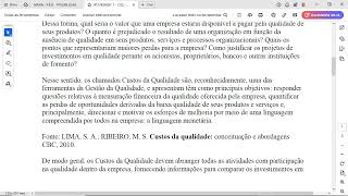 ATIVIDADE 1 - GQ - CUSTOS DA QUALIDADE - 54_2024