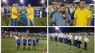 Apresentações discurso do prefeito deputado e vereadores na final do campeonato São Joaquim do M...