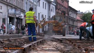 Gliwice - Początek demontażu torów tramwajowych na ulicy Wieczorka (grupainicjatywna.pl)