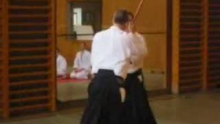 Aikido - aikijo, jo (staff) against ken (sword) exercise 1 of 3, by Stefan Stenudd in 2003