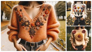 Stylish sweater knitted with wool #crochet #knitted #sweater #sweaterdesign