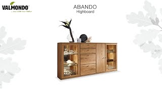 VALMONDO Abando Highboard mit Vitrine und Beleuchtung