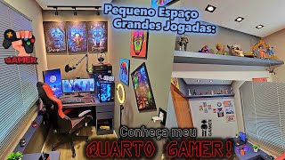 QUARTO GAMER PEQUENO E BARATO, DICAS PARA DECORAÇÃO, VEJA TUDO QUE FIZ NO MEU PEQUENO ESPAÇO!!