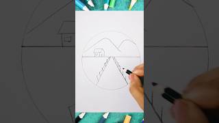 How to make bridge #circle #pencildrawing #drawing #reels #shorts #scenery #village