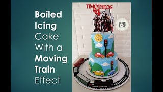 Boiled Icing Cake with Moving Train