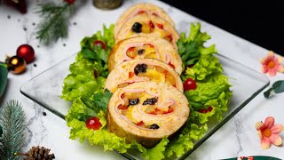 Delicioso ROLLO DE POLLO NAVIDEÑO! Te encantara!!