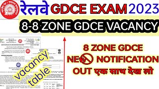 RAILWAY 8-8 ZONE GDCE VACANCY TABLE एक साथ देख लो | railway new vacancy 2023✅