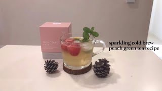 how to make sparkling cold brew peach green tea ✨🍑