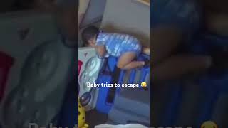 Cute baby tries to escape from his playpen #cutebabies #funnybabiesvideos #smartbabies #babyshorts