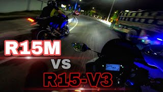 R15M vs R15-v3 || friendly night run || The Outsider x Born Biker ||