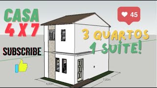 CASA 4x7 COM 3 DORM 1 SUÍTE!