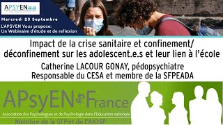 Webinaire: "impacts de la crise sanitaire sur les adolescent.e.s, et leurs liens à l'Ecole".