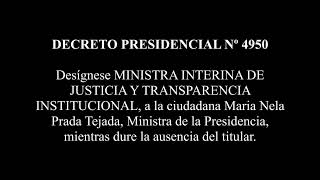 DECRETO PRESIDENCIAL Nº 4950 - Desígnese MINISTRA INTERINA DE JUSTICIA, a la ciudadana Maria Prada