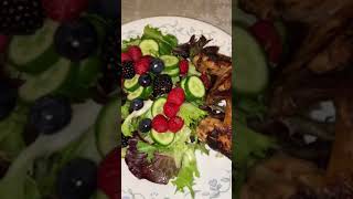 Spring Mix Salad With Mixed Berries And Baked Chicken On The Side/#shorts