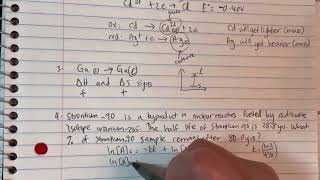 Review Exam 3 - Chapter 19, 20, 21 (Thermodynamics, Electrochemistry & Nuclear)