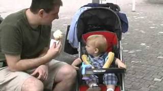 Charlie and Scott eating ice cream in Fribourg