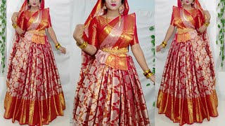 Banarasi Silk Saree Draping tutorial for party function/Lehnga saree Wearing tutorial/Saree Wear