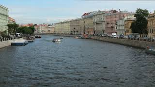 Russia St. Petersburg Fontanka river ships summer tourism