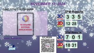 [LIVE] PCSO 5:00 PM DRAW - NOVEMBER 17, 2024 LOTTO RESULTS