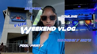 FUN WEEKEND VLOG: POOL PARTY | COMMUNITY DAYS | SEAFOOD BOIL | BOWLING + MORE