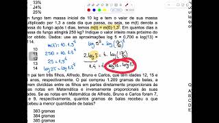 Um fungo tem massa inicial de 10 kg e tem o valor de sua massa multiplicado por 1,3 a cada dia qu