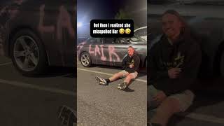 I still can’t believe she spray painted my car 😳 #viralvideo #fyp #breakup