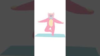 Animated yoga with cute cat #shorts