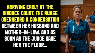 Arriving early at the divorce court, the nurse overheard a conversation between her husband and