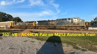 360° VR - AC44CW Pair of CSX M211 Unit Autorack Train in Athens