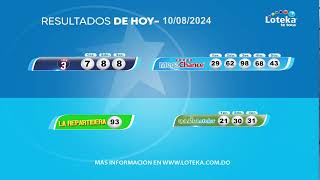 Loteka Lotería Electrónica Sorteo 7:55 PM 10-08-2024.