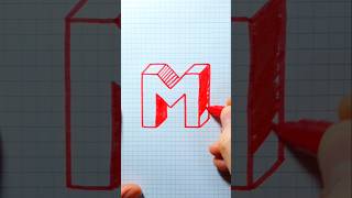 Dibujo letra M en 3D. #videoshorts #drawing #art #dibujo #letras #m #abecedario #3d #shorts