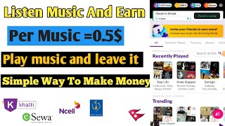 New Earning App in 2023 | Listen Music and earn money 🔥|play music and leave it over night ||💯Real||