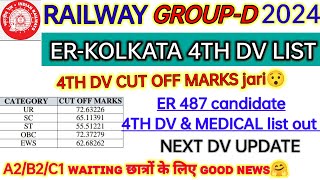 RRC ER KOLKATA ZONE GROUP D 4TH DV LIST & CUT OFF LIST OUT | er new panel list 😯