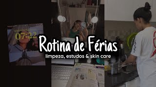 Rotina de férias 💜✨ | limpeza, cuidados com a pele, skin care & estudos.