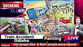 Odisha Train Accident Drawing-Oil Pastels😰 / Train Accident Drawing For Competition