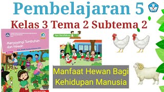 Pembelajaran 5 tema 2 subtema 2/Manfaat hewan bagi kehidupan manusia/Pembelajaran 5