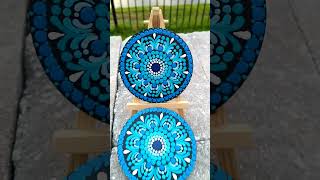 Easy Mandala Dot Art #coaster #dot art#hamd painted #blue