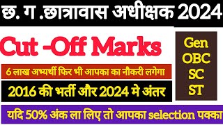 🔥Cut Off marks 🔥||  Hostel warden 2024 || छ.ग.छात्रावास अधीक्षक भर्ती 2024 Cut off  marks