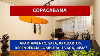 AP0032 - Posto 6, Copacabana, lindo apartamento, sala, 3 quartos, 1 vaga, 145m², 1 quadra da praia.