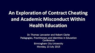 An Exploration of Contract Cheating and Academic Misconduct Within Health Education