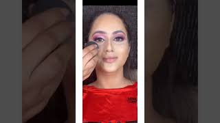 #shorts/pink smokey glittery eyes dewy makeup look for bridal engagement ring 💍 ceremony makeup look