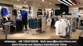 sport clothes shop design, clothes store fixtures sample