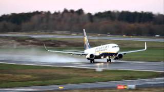 Ryanair Boeing 737-8AS EI-DAP takeoff from RWY 18 at Oslo Torp 28.10.2011