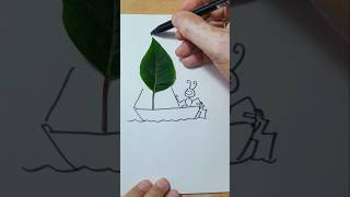 Dibujo barquito vela de hoja. #videoshorts #drawing #art #dibujo #barco #boat #funny #shorts #tips